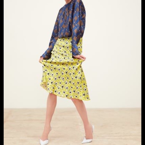 Zara yellow floral midi slip skirt - Picture 1 of 4